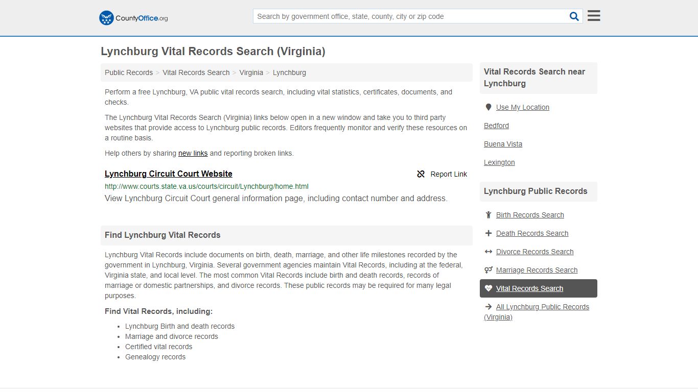 Vital Records Search - Lynchburg, VA (Birth, Death ...