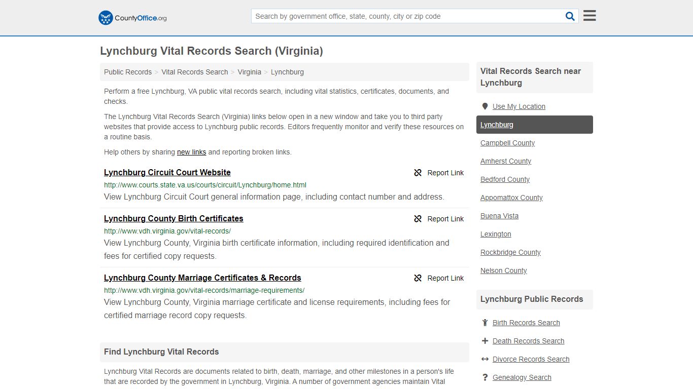 Vital Records Search - Lynchburg, VA (Birth, Death ...